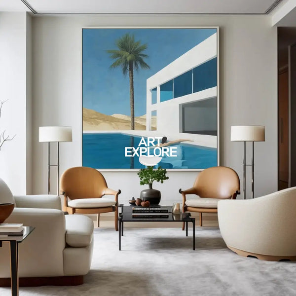 Beautiful Palm Tree Landscape Canvas Painting Holiday Wall Art Large Square Painting For Livingroom