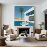 Beautiful Palm Tree Landscape Canvas Painting Holiday Wall Art Large Square Painting For Livingroom