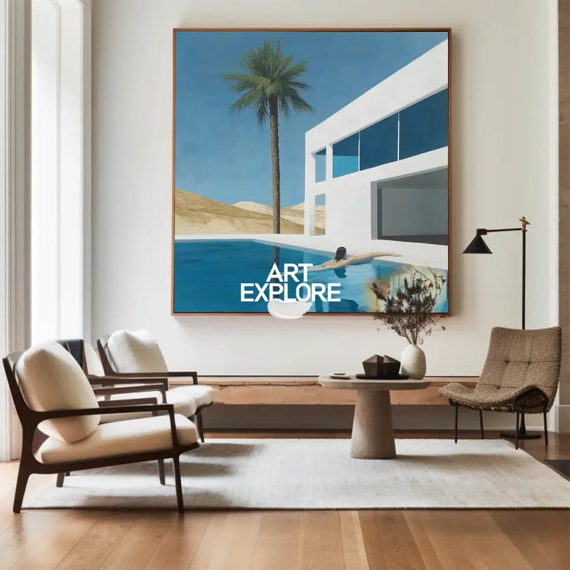 Beautiful Palm Tree Landscape Canvas Painting Holiday Wall Art Large Square Painting For Livingroom