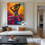 Large Dancing Woman Wall Art, Colorful Feminist Glory Painting Rich Texture Wall Art For Sale