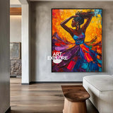Large Dancing Woman Wall Art, Colorful Feminist Glory Painting Rich Texture Wall Art For Sale