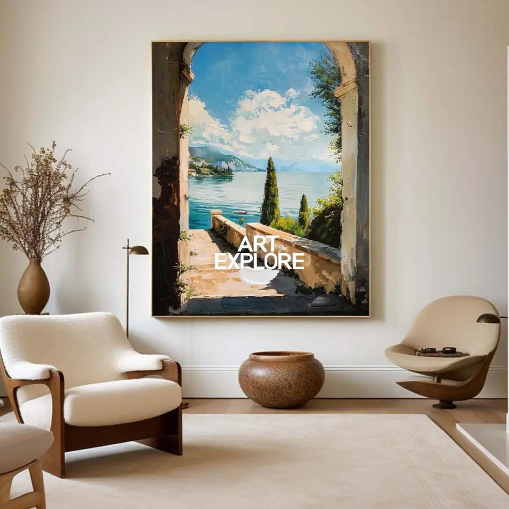 Large Landscape Art Oil Painting Livingroom Canvas Wall Art, Beautiful Impressionistic Painting