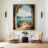 Modern Lake View Oil Painting Textured Wall Art, Beautiful Lake View Impressionistic Painting