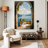 Modern Lake View Oil Painting Textured Wall Art, Beautiful Lake View Impressionistic Painting
