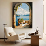 Modern Lake View Oil Painting Textured Wall Art, Beautiful Lake View Impressionistic Painting