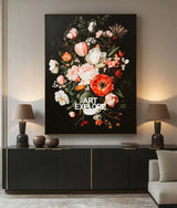 Modern Retro floral art Large pair of Baroque-style floral Flowers Impressionistic Painting For Sale