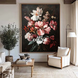 Large Black Retro floral art Modern Baroque Floral Painting Flower Impressionistic Wall Art For Sale