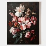 Large Black Retro floral art Modern Baroque Floral Painting Flower Impressionistic Wall Art For Sale