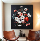 Modern Black Bouquet Oil Painting Modern Baroque Floral Painting Flower Canvas Wall Art For Sale