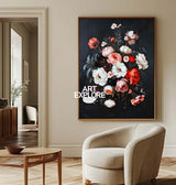 Modern Black Bouquet Oil Painting Modern Baroque Floral Painting Flower Canvas Wall Art For Sale
