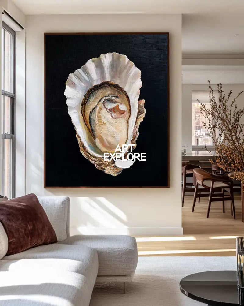 Black Oyster Oil Painting Modern Baroque Oyster Painting Oyster Wall Art Luxurious Artworks For Sale