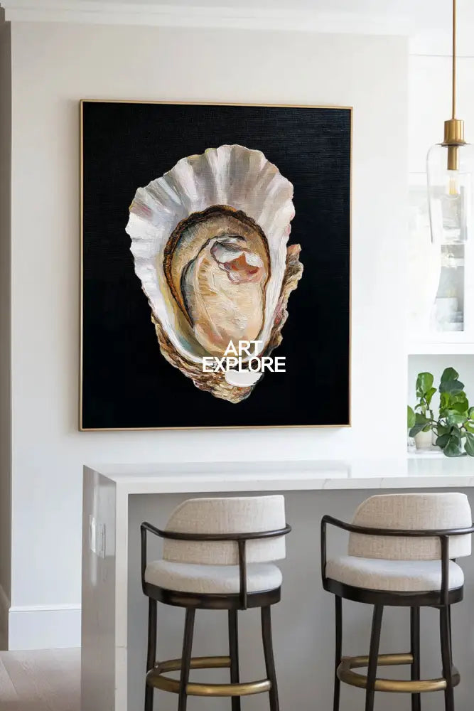 Black Oyster Oil Painting Modern Baroque Oyster Painting Oyster Wall Art Luxurious Artworks For Sale