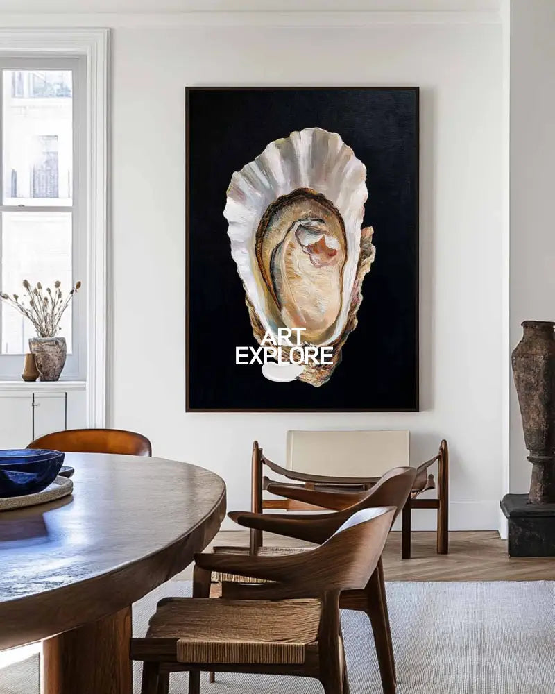 Black Oyster Oil Painting Modern Baroque Oyster Painting Oyster Wall Art Luxurious Artworks For Sale