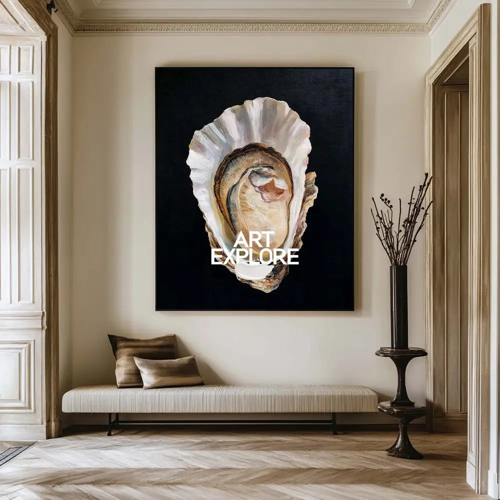 Black Oyster Oil Painting Modern Baroque Oyster Painting Oyster Wall Art Luxurious Artworks For Sale