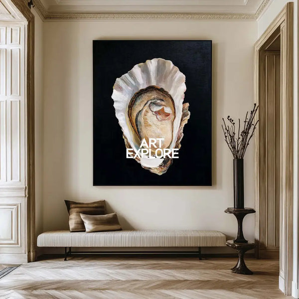 Black Oyster Oil Painting Modern Baroque Oyster Painting Oyster Wall Art Luxurious Artworks For Sale