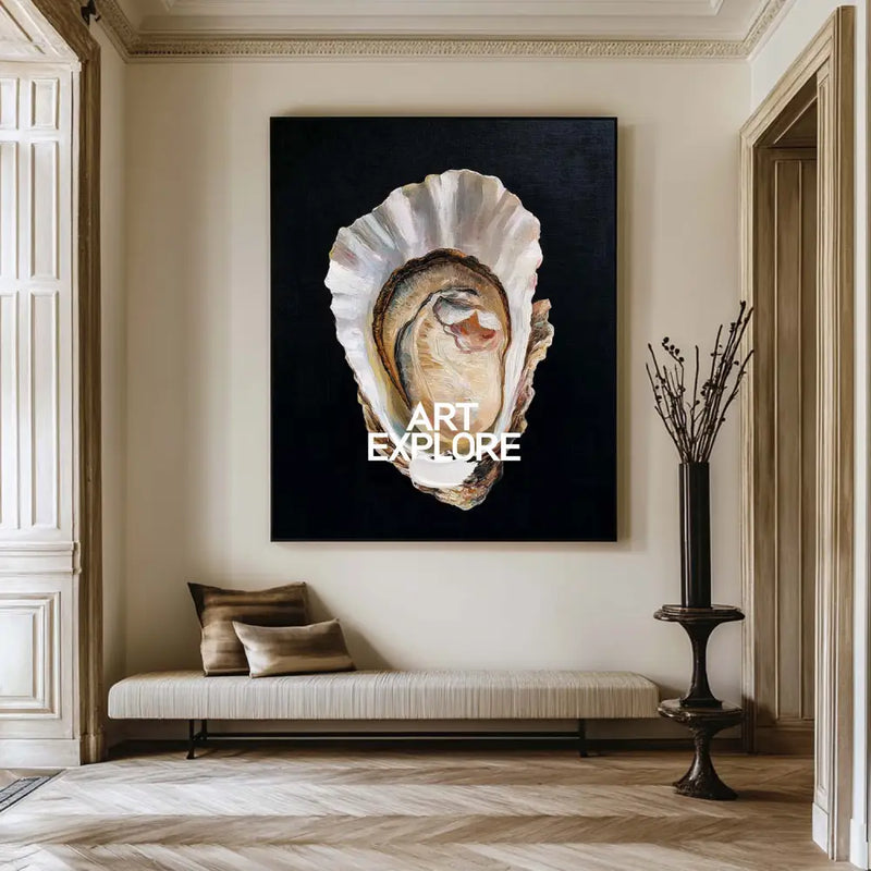 Black Oyster Oil Painting Modern Baroque Oyster Painting Oyster Wall Art Luxurious Artworks For Sale