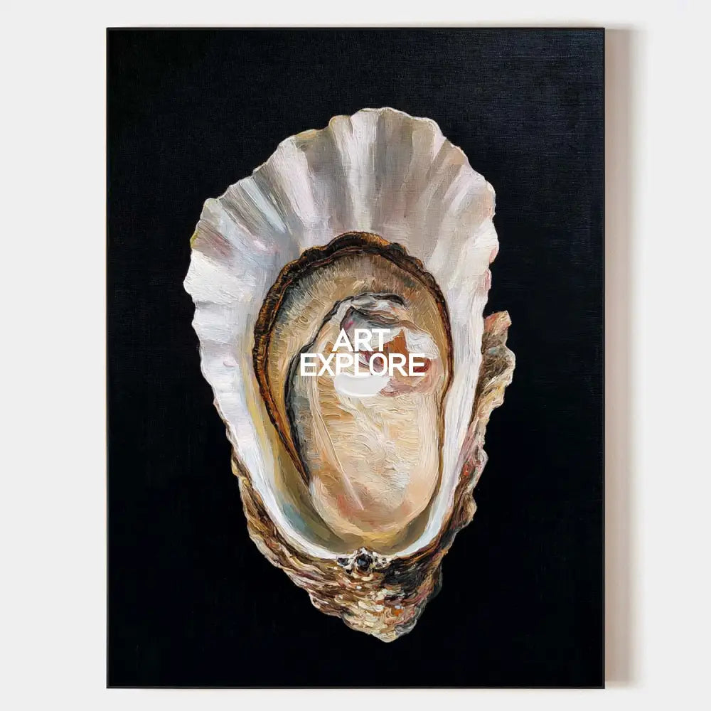 Black Oyster Oil Painting Modern Baroque Oyster Painting Oyster Wall Art Luxurious Artworks For Sale