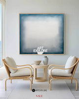 Large Blue Minimalist Oil Painting for Living Room | Modern Wabi-Sabi Art - ArtExplore