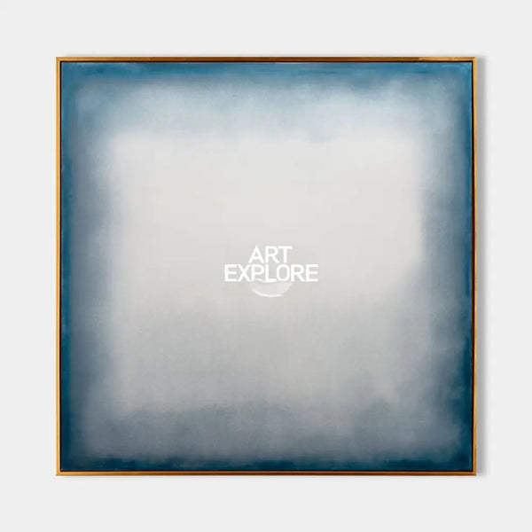 Large Blue Minimalist Oil Painting for Living Room | Modern Wabi-Sabi Art - ArtExplore
