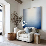 Handmade Blue Ombre Canvas Artwork for Fireplace or Hallway | Minimal Style | ArtExplore