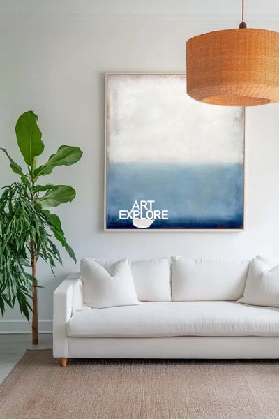 Vertical Handmade Oil Painting in Blue Tones – Perfect for Hallways, Hotels, Living Rooms – ArtExplore