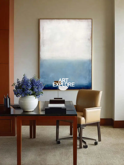 Blue Wabi-Sabi Vertical Canvas for Modern Interiors – Minimalist Texture Art by ArtExplore