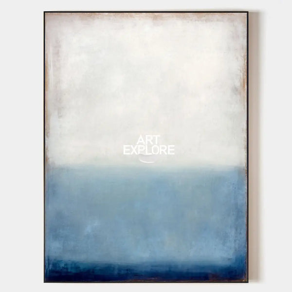 Serene Blue & White Gradient Vertical Artwork – Minimalist Canvas for Large Walls – ArtExplore
