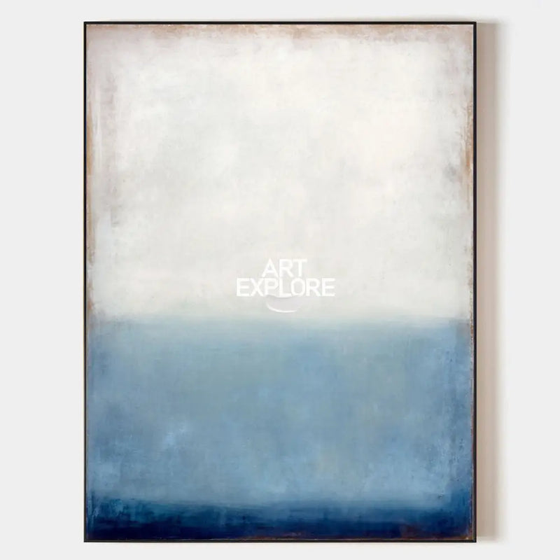 Serene Blue & White Gradient Vertical Artwork – Minimalist Canvas for Large Walls – ArtExplore