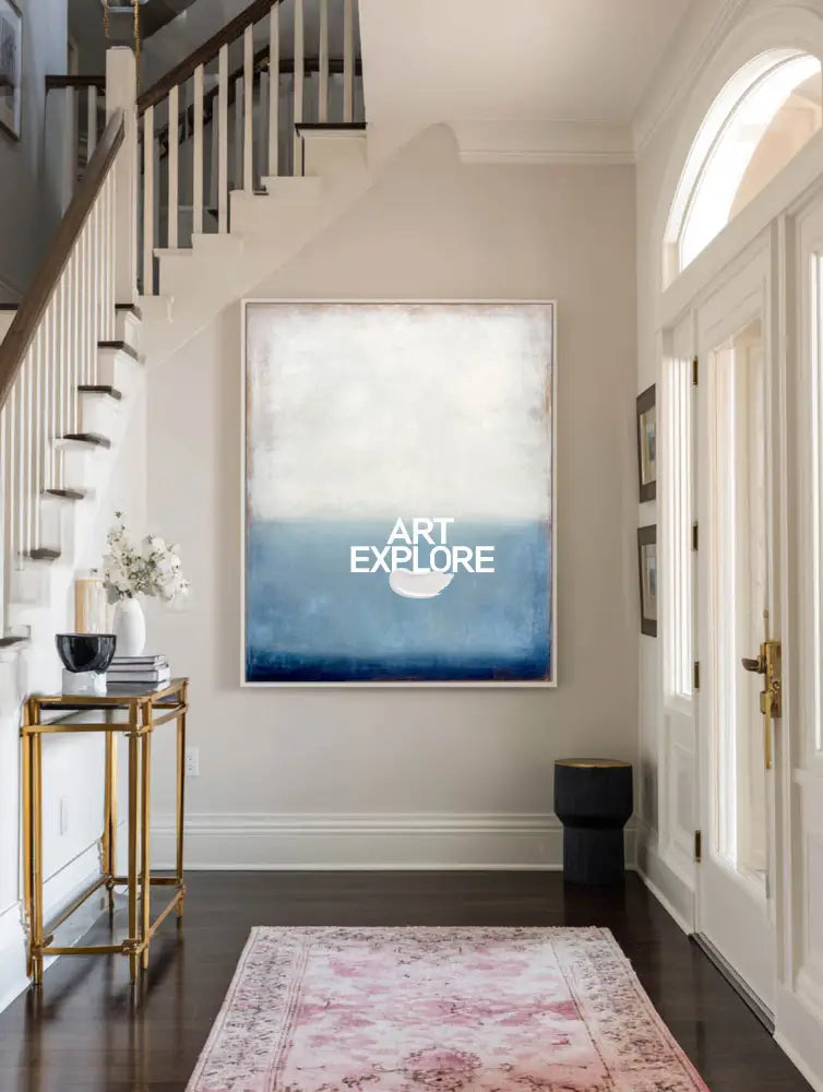 Handmade Vertical Blue Texture Canvas Art for Living Room, Hallway or Office – ArtExplore