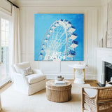 Modern Blue Ferris Wheel Art Painting Blue Sky & Ferris Wheel Wall Art Modern Wall Art For Sale
