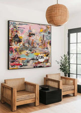 Oversized Pink Textured Graffiti Painting – Modern Home Décor Canvas from ArtExplore