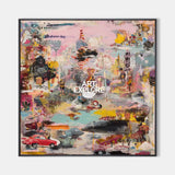 Large Pink Graffiti Abstract Canvas for Modern Living Room – Handmade ArtExplore Wall Décor