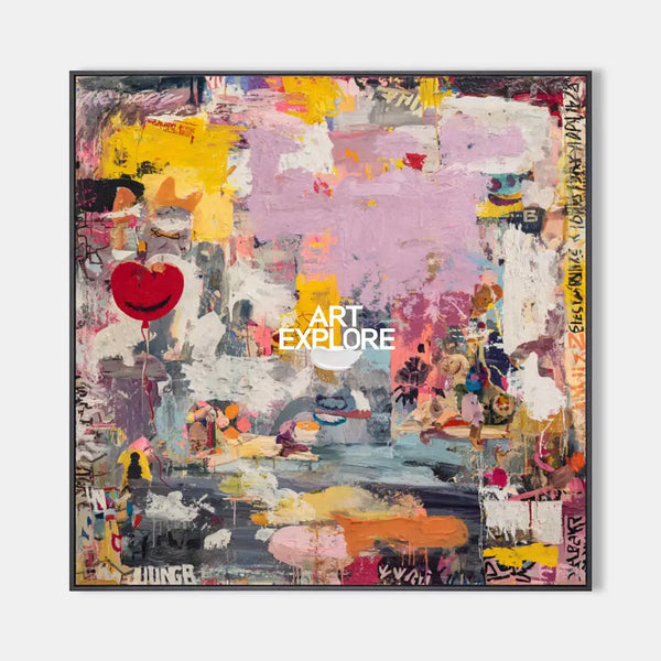 Modern Graffiti Pink Texture Painting – Large Handmade Canvas Wall Art for Home | ArtExplore