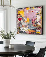 Large Pink Graffiti Abstract Wall Decor – Handmade Modern Texture Oil Painting | ArtExplore