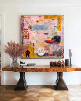 Square Abstract Graffiti Art – Large Textured Handmade Painting for Living Rooms | ArtExplore