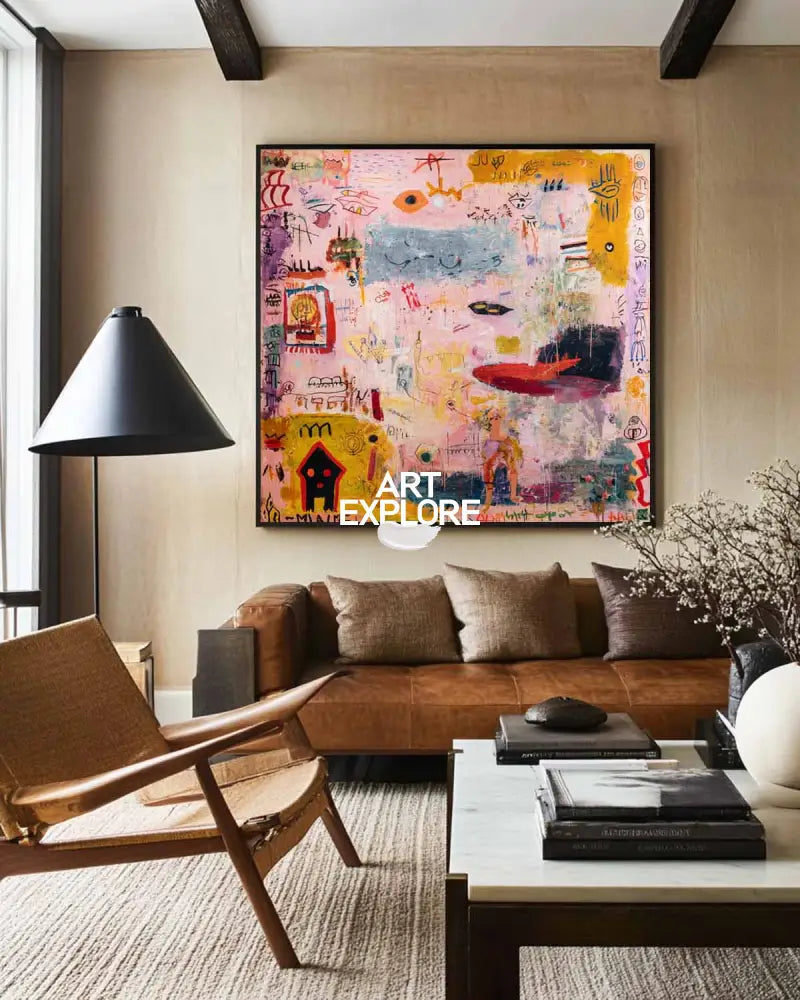 Large Handmade Graffiti Abstract Canvas – Modern Art for Big Spaces | ArtExplore