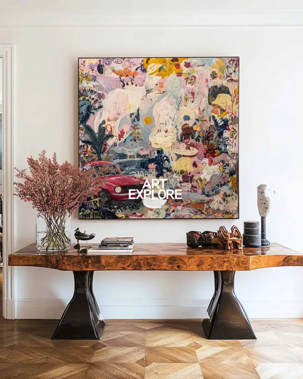 Modern Home Decor Graffiti Oil Painting – Large Textured Handmade Canvas Art | ArtExplore