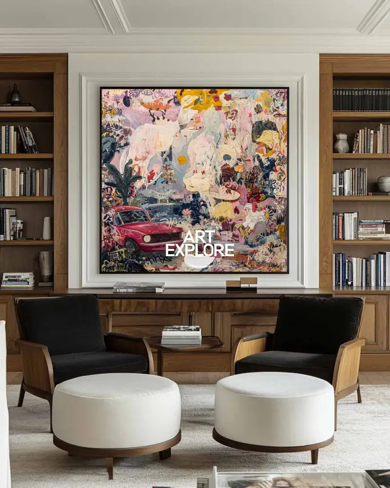 Vibrant Graffiti Dreamspace Wall Art – Large Handmade Oil on Canvas for Home Decor | ArtExplore