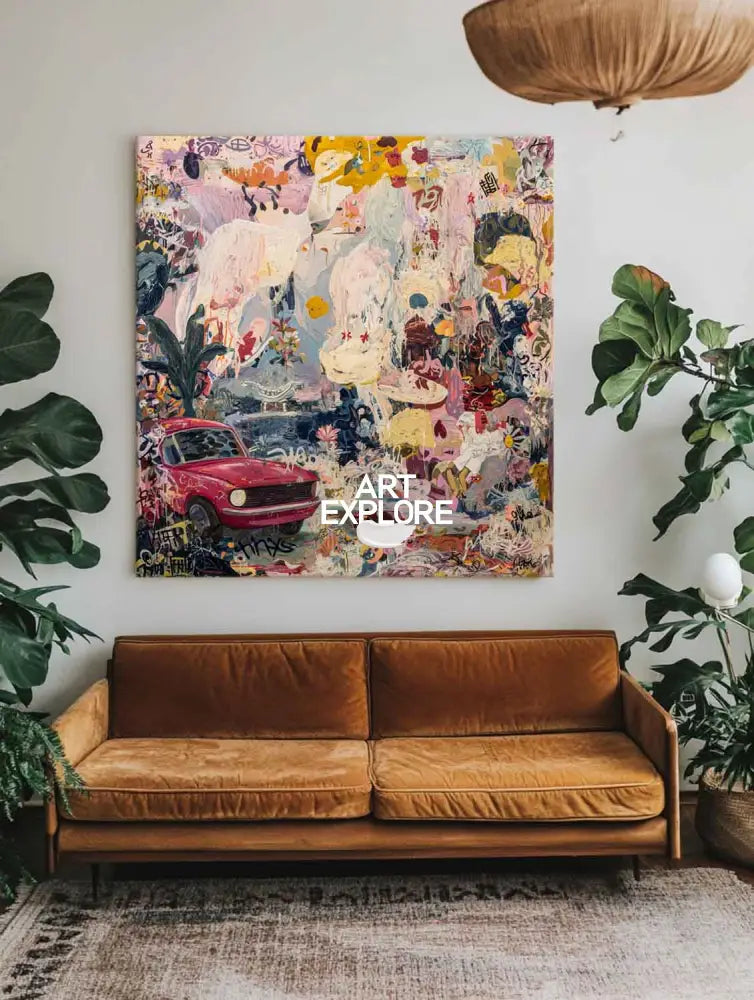 Captivating Urban Dreamspace Graffiti Art – Large Handmade Oil Painting on Canvas | ArtExplore