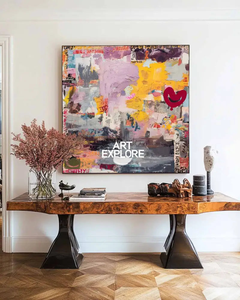 Large Handmade Graffiti Abstract Painting – Modern Texture Canvas for Statement Wall Art | ArtExplore