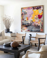 Contemporary Graffiti Wall Decor – Handmade Square Texture Painting for Modern Homes | ArtExplore