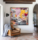 Handmade Graffiti Style Abstract Wall Art – Large Square Texture Painting for Home | ArtExplore