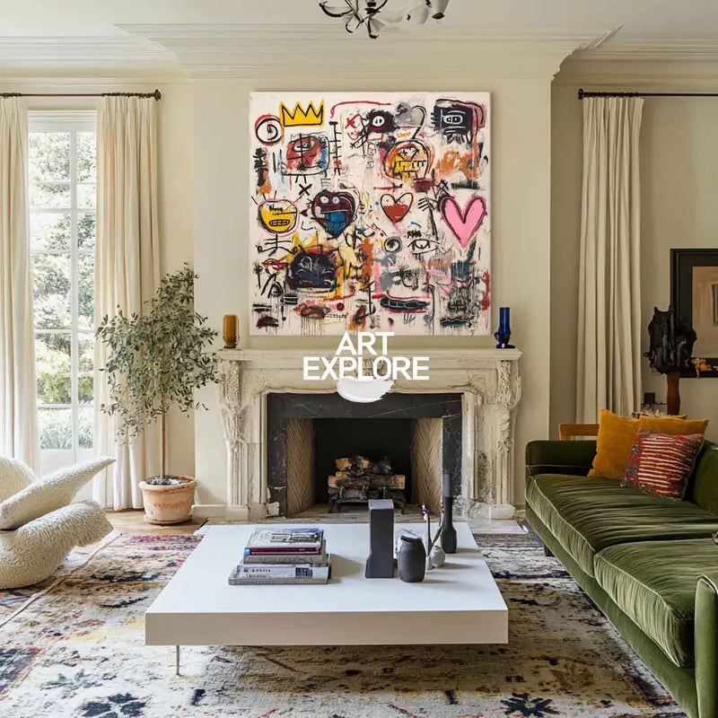 Handmade Graffiti Pop Art – Large Square Canvas for Living Room, Hallway & Bedroom Decor | ArtExplore