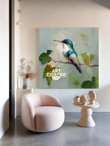 ArtExplore Handmade Hummingbird Canvas Painting | Modern Square Oil Wall Art Decor