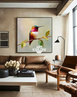 Modern Hummingbird Textured Oil Painting – Realistic Handmade Artwork for Hallway & Dining Area | ArtExplore