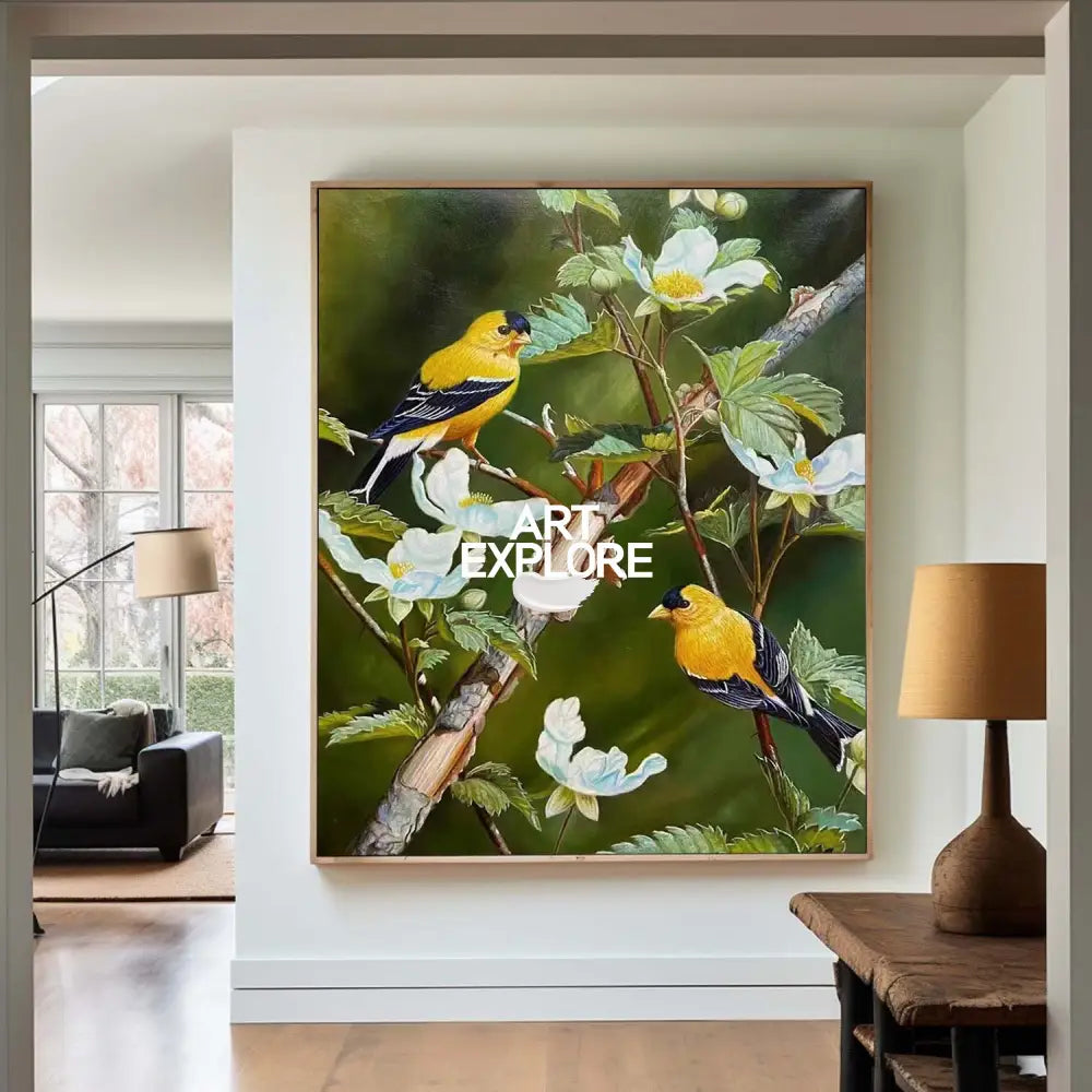 ArtExplore Realistic Hummingbird Oil Painting – Modern Still Life Wall Decor Canvas