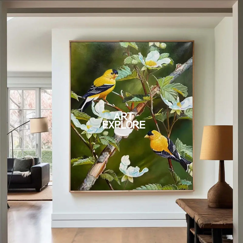 ArtExplore Realistic Hummingbird Oil Painting – Modern Still Life Wall Decor Canvas