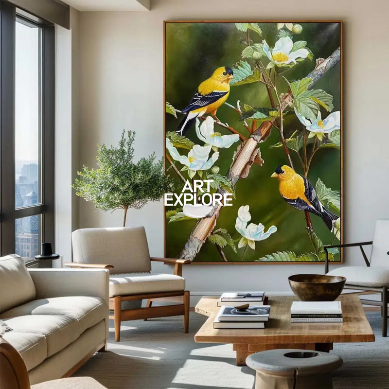 Vertical Large Bird Oil Painting – Handmade Hummingbird Wall Art for Home by ArtExplore