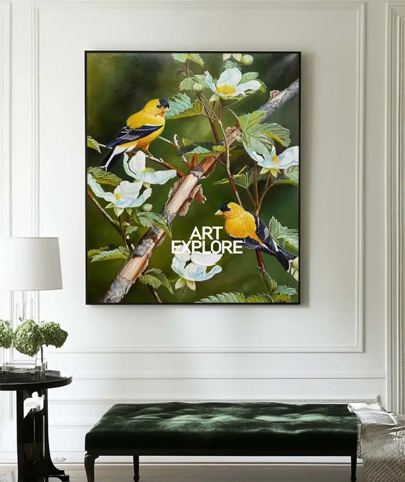 ArtExplore Modern Hummingbird Oil Painting – Vertical Handmade Canvas for Home Decor