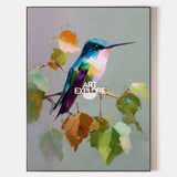 Blue Hummingbird Oil Painting for Modern Large Wall Decor | Handmade by ArtExplore